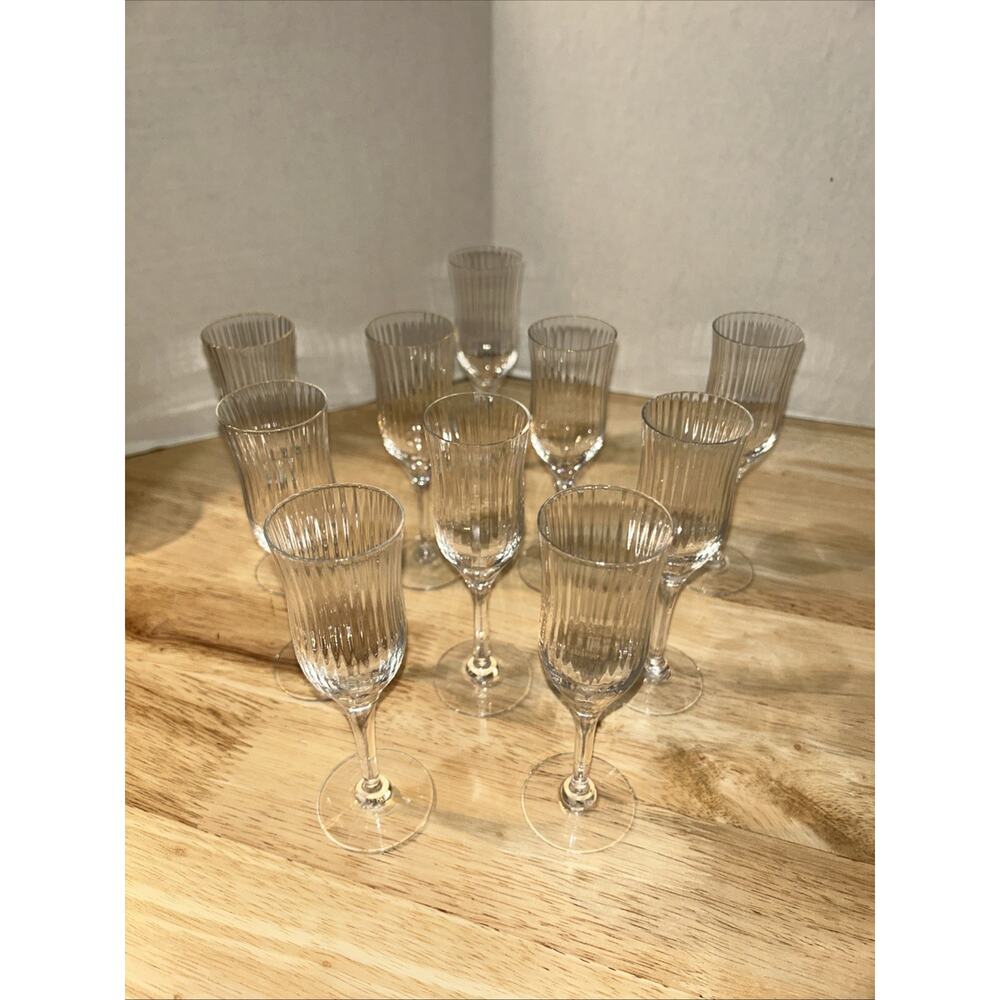 Lot (10) ORREFORS SWEDEN Stemware Cordial Blanche Ribbed Optic Harmony Crystal